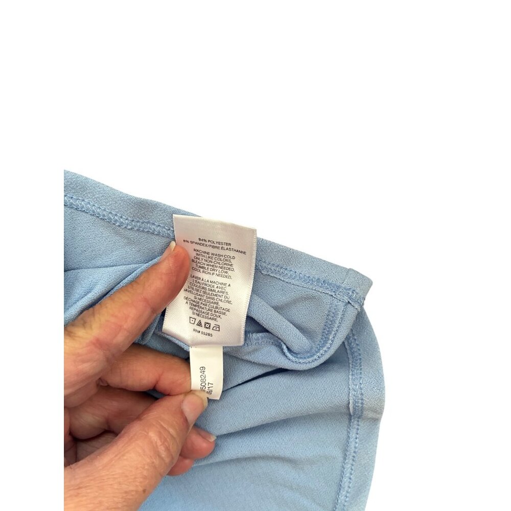 NWT Express Off-Shoulder Top Lace-Up Baby Blue‎ Smocked Waist Size Medium Blouse - Picture 8 of 13